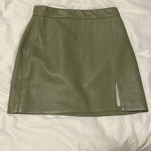 Olive Green Aritzia Leather Skirt
